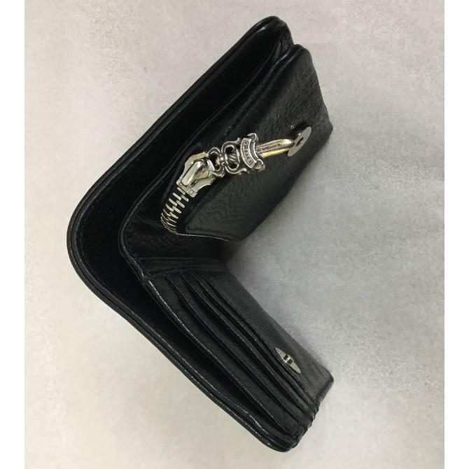 クロムハーツ Chrome Hearts 財布 ウォレット ジョーイ スクロールレーベル ヘビーレザー ウォレット (ブラック)