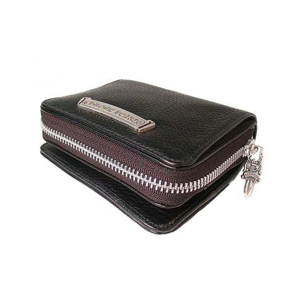 クロムハーツ ● Chrome Hearts 財布 ウォレット レザー スクウェア ジップビル (ペブルドレザー/ブラック
