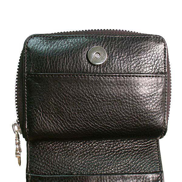 クロムハーツ ● Chrome Hearts 財布 ウォレット レザー スクウェア ジップビル (ペブルドレザー/ブラック