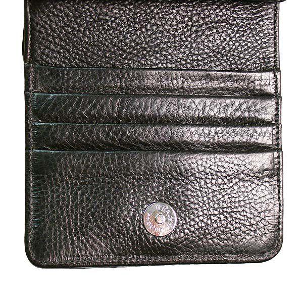 クロムハーツ ● Chrome Hearts 財布 ウォレット レザー スクウェア ジップビル (ペブルドレザー/ブラック