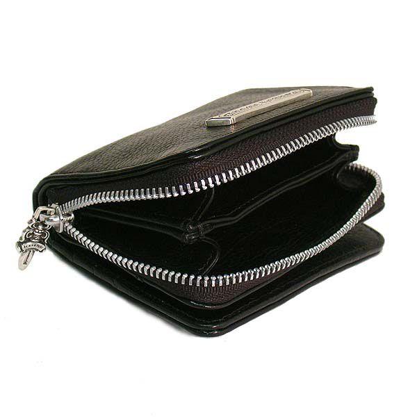 クロムハーツ ● Chrome Hearts 財布 ウォレット レザー スクウェア ジップビル (ペブルドレザー/ブラック