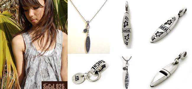 SoCaL925 ソーカル925  ハンドメイド・アメリカン・シルバー ホイッスルジュエリー サーフボードチャーム SB5