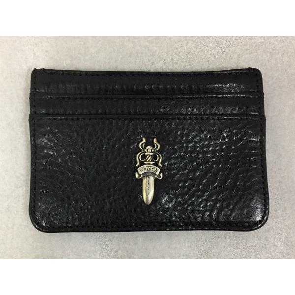 クロムハーツ ★ Chrome Hearts カードケース CARD CASE DOUBLE SIDE SCROLL/DAGGER #2 ダブルサイド スクロール カードケース ダガー/スクロール(ブラック)