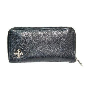 クロムハーツ ★　Chrome Hearts 長財布 REC-F　ジップフィリグリープラス レザーウォレット　ブラック 　REC F Zip #2 cross filigree plus Wallet