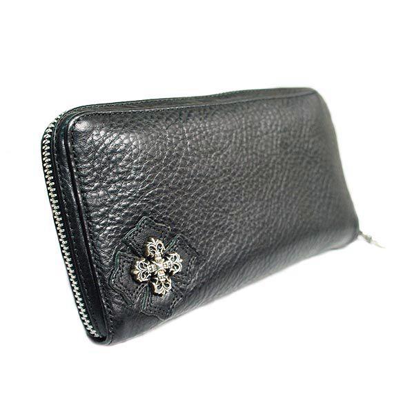 クロムハーツ ★　Chrome Hearts 長財布 REC-F　ジップフィリグリープラス レザーウォレット　ブラック 　REC F Zip #2 cross filigree plus Wallet